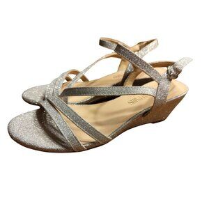 Dream Pairs Women's Dressy Wedge Sandals Silver Glitter Size 6
